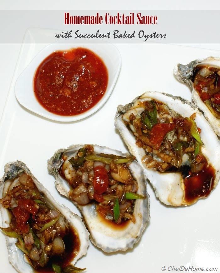 Homemade Cocktail Sauce with Succulent Baked Oysters