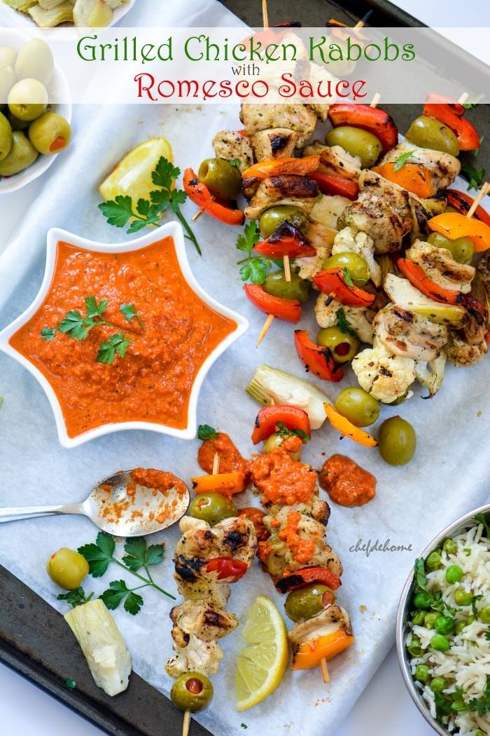 Grilled Chicken Kabobs with Romesco Sauce - Mother's Day Special