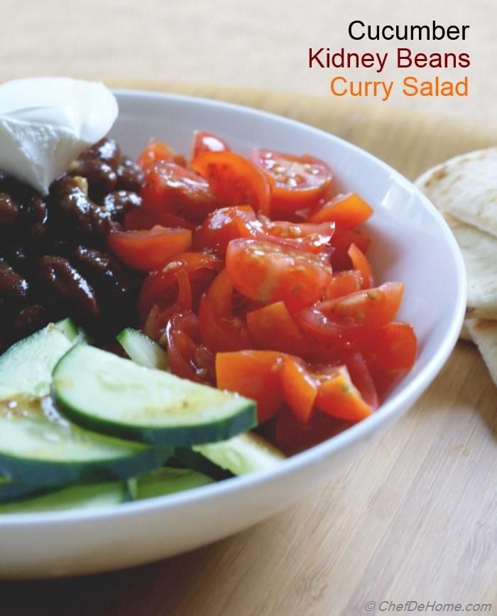 Curried Kidney Beans, Carrots and Cucumber Salad