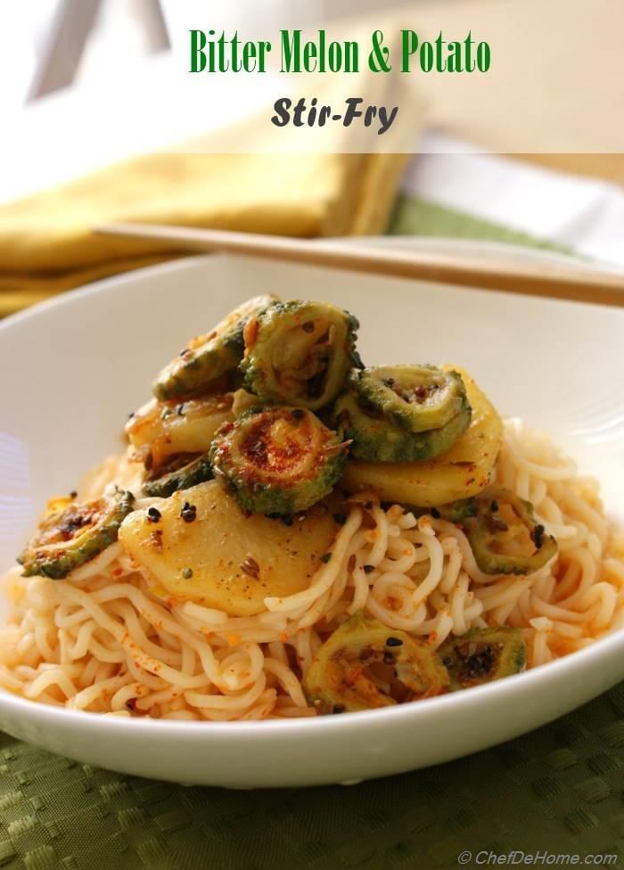 Indian Bitter Melon (Karela) and Potato Stir Fry