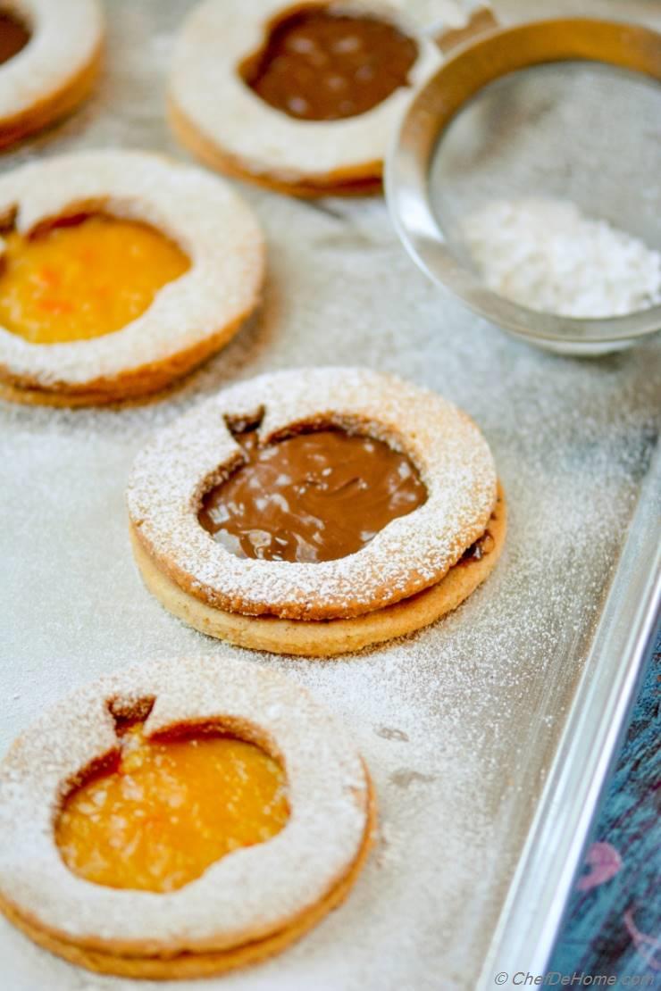 Hazelnut-Almond Big Apple Linzer Cookies