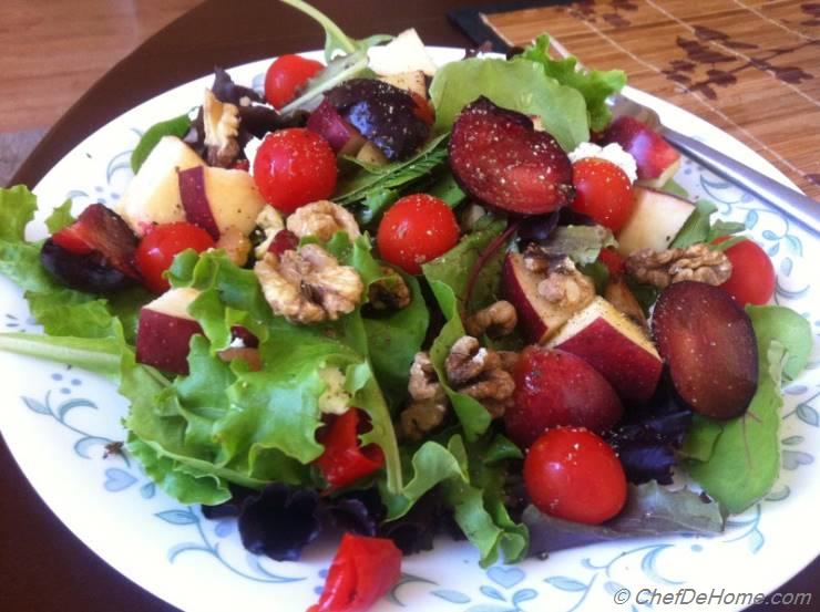 Ruby Red Apples, Plum and Cherry Tomatoes Salad