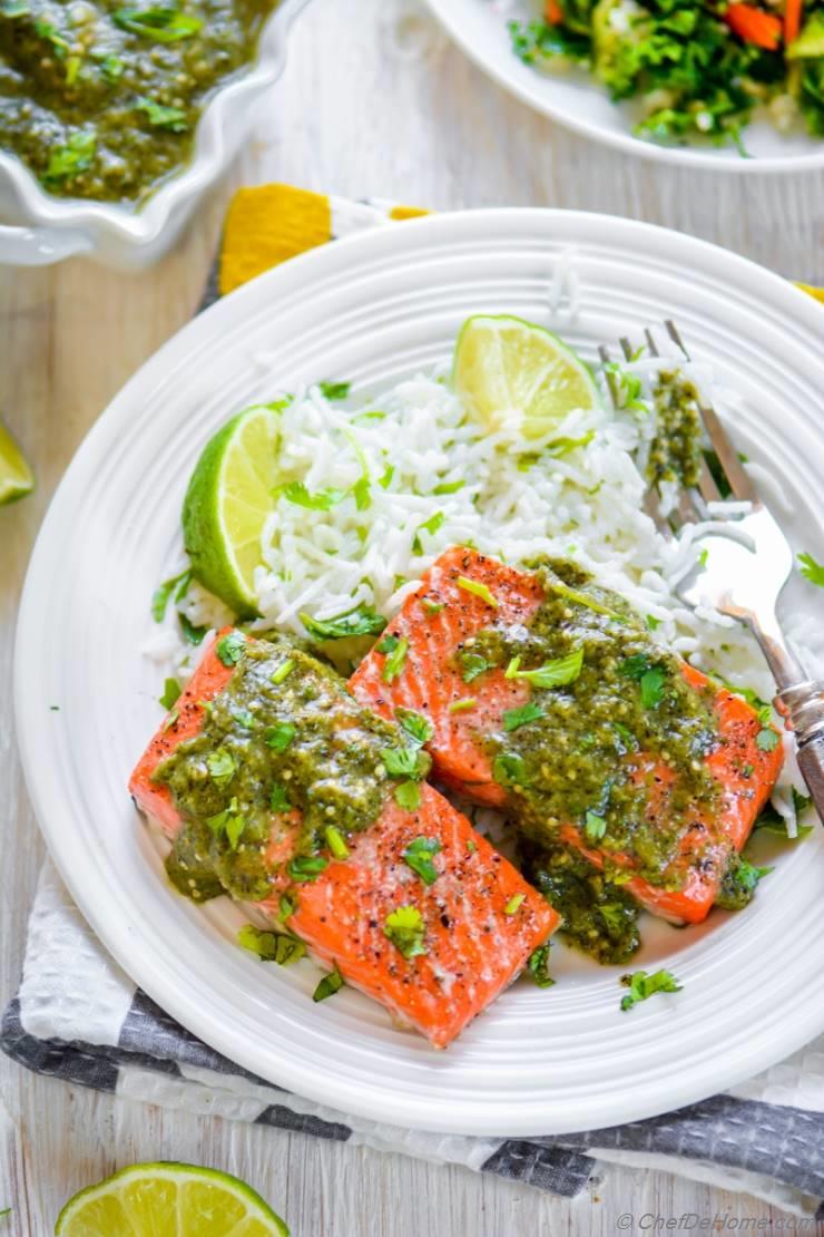 Baked Salmon with Salsa Verde