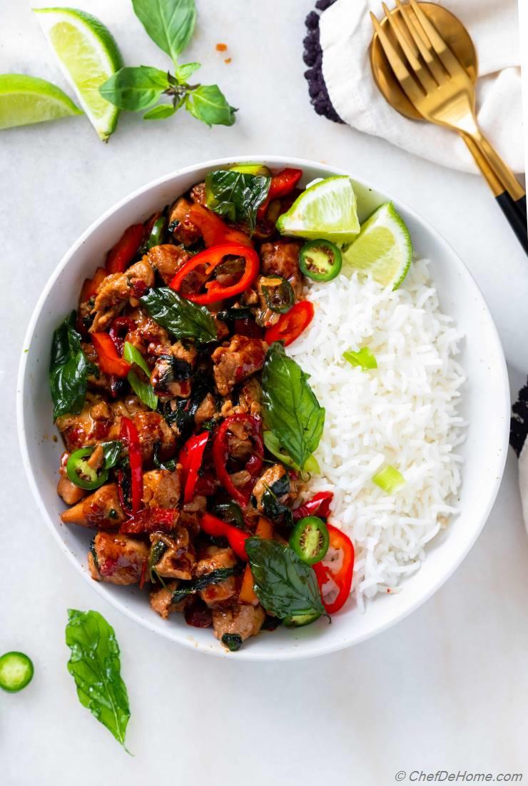 Dinner Tonight: Thai-Style Minced Chicken with Basil and Chiles Recipe -  Samsung Food