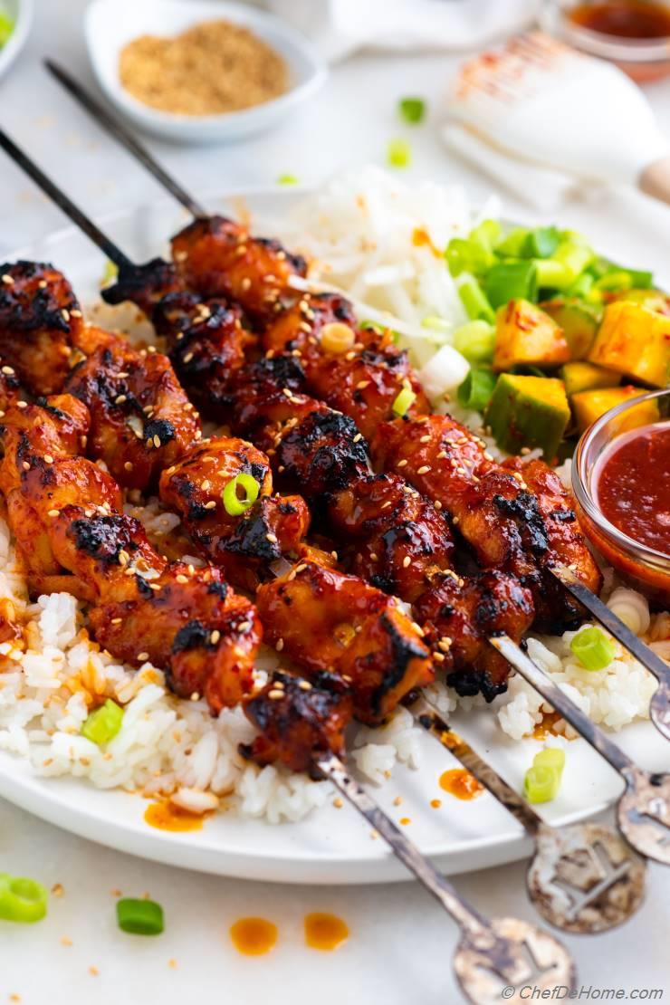 Korean-Inspired BBQ Chicken Skewers - The Defined Dish