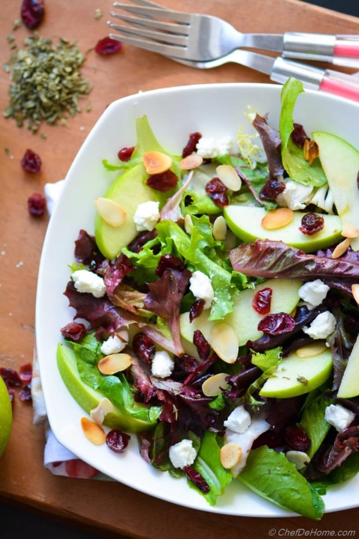 Apple and Goat Cheese Salad with White Balsamic-Herb Dressing | Boudin Bakery Copycat 