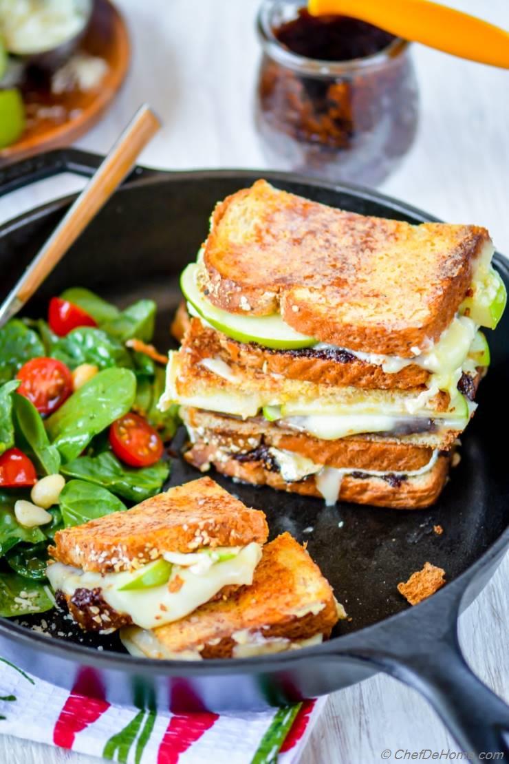 Apples and Brie Grilled Cheese Sandwich with Fig Spread