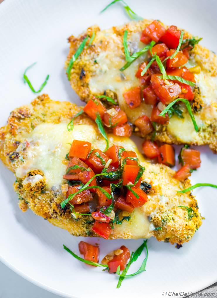 Almond Crusted Baked Bruschetta Chicken Recipe | ChefDeHome.com