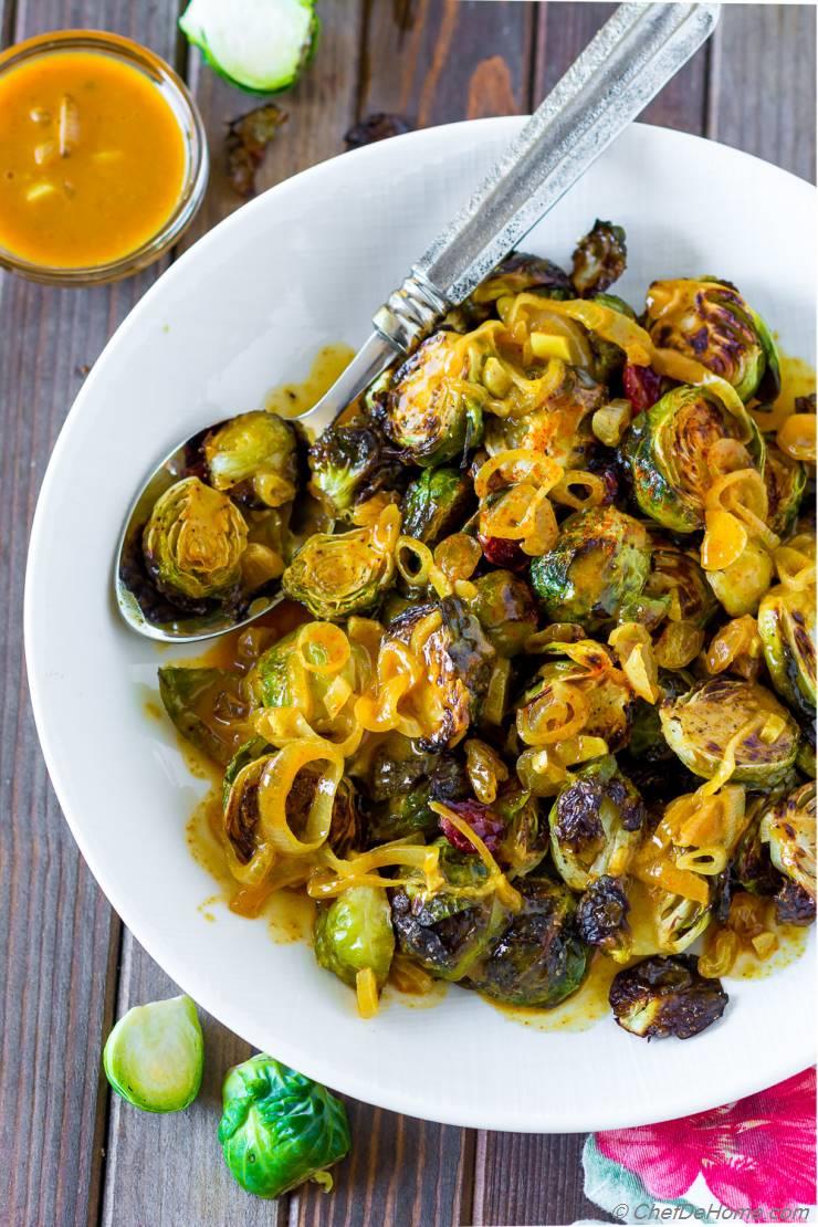 Roasted Brussel Sprouts with Coconut Curry Sauce