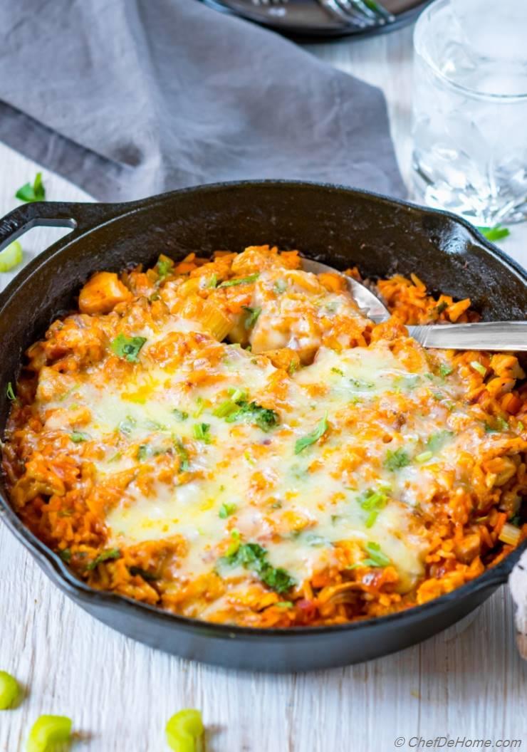 One Pot Buffalo Chicken And Rice Casserole Recipe Chefdehome Com