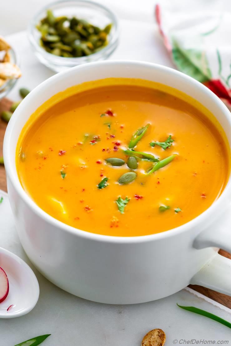 Thai Butternut Squash Soup with Coconut Milk (Creamy, Spicy)