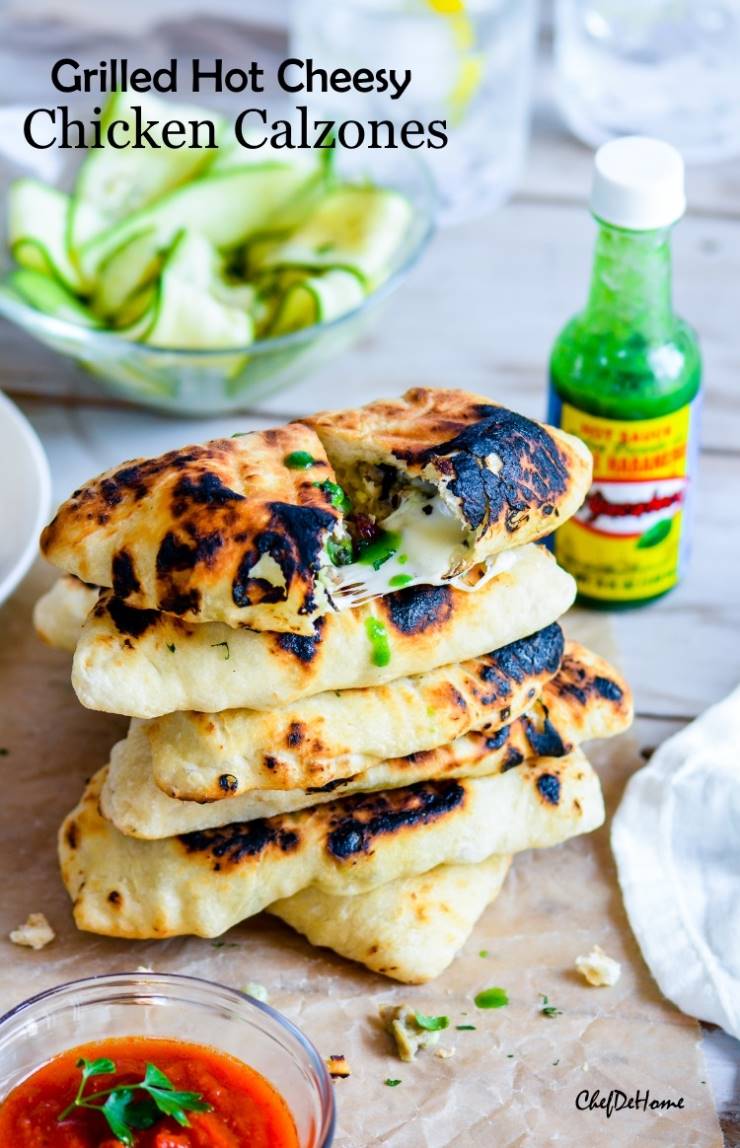 Grilled Hot Cheesy Chicken Calzone