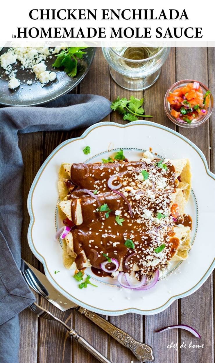 Mole Chicken Enchilada with Homemade Mole Sauce