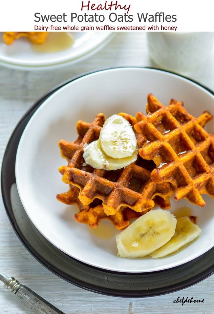 Healthy Sweet Potato Oats Waffles Recipe | ChefDeHome.com