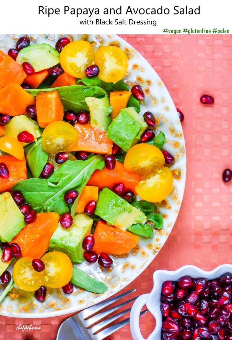 Ripe Papaya and Avocado Salad with Black Salt Dressing