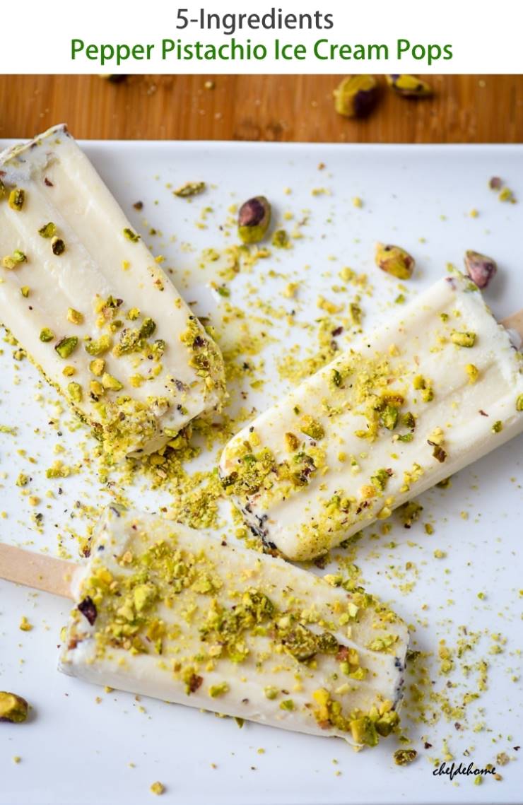 Black Pepper and Pistachio Ice Cream Pops