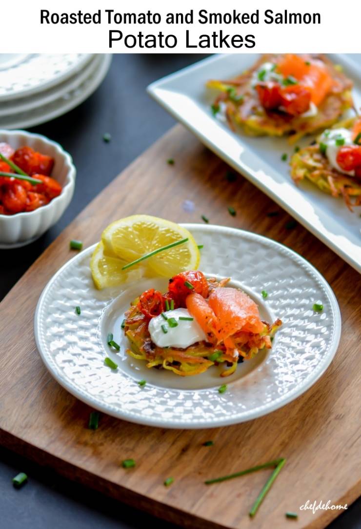 Roasted Tomato and Smoked Salmon Potato Latkes