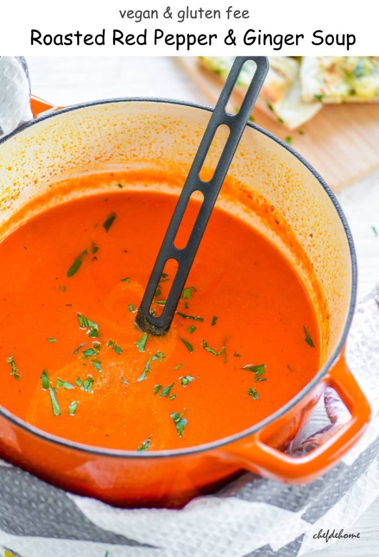 Vegan Roasted Red Pepper and Ginger Soup