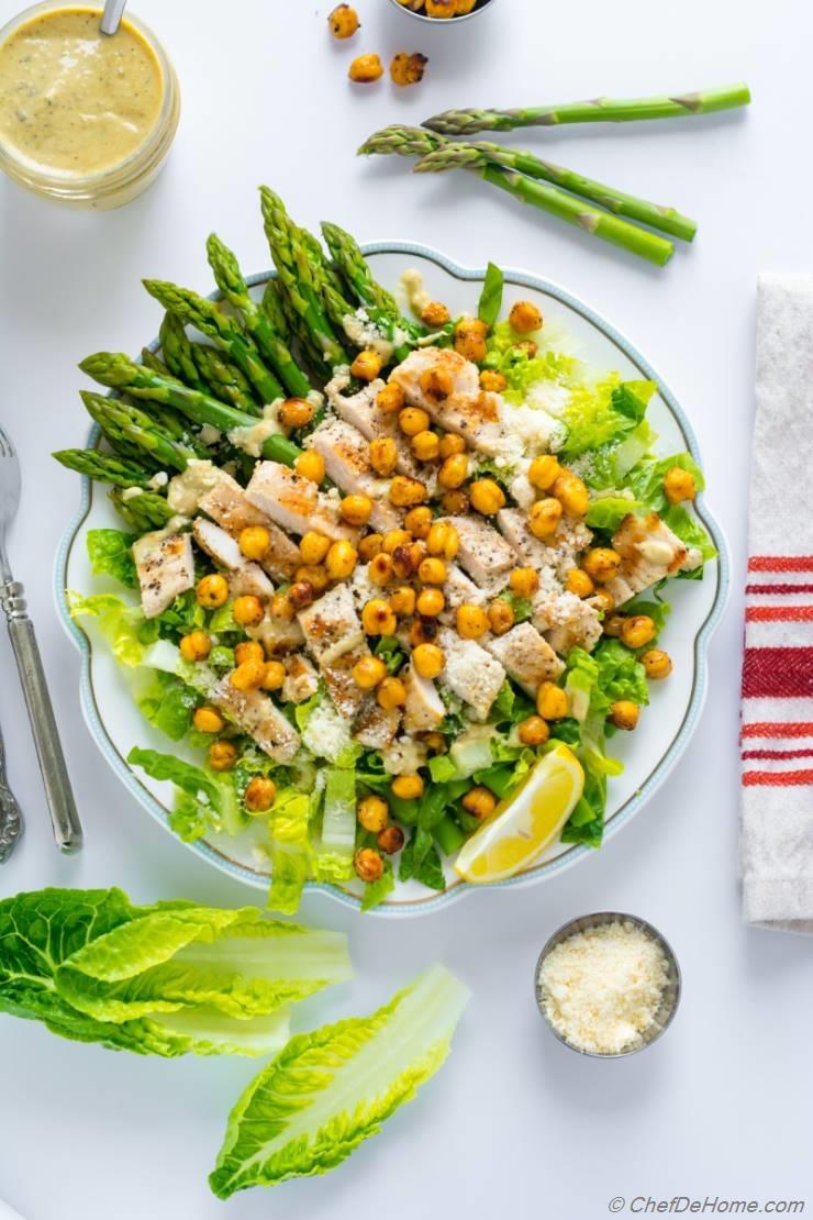 Chicken Caesar Salad with Asparagus