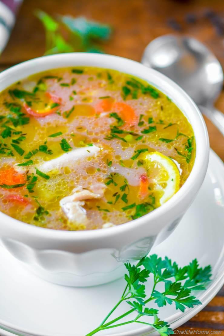 Lemon Chicken Rice Soup in Pressure Cooker