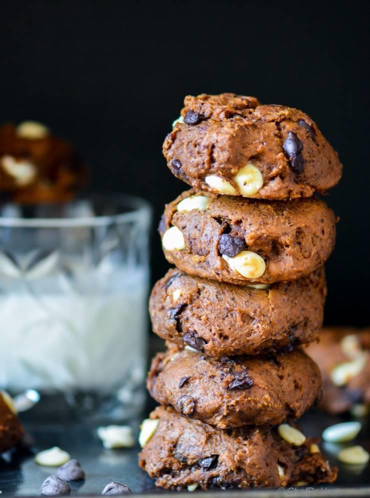 Soft Pumpkin Double Chocolate Chip Cookies