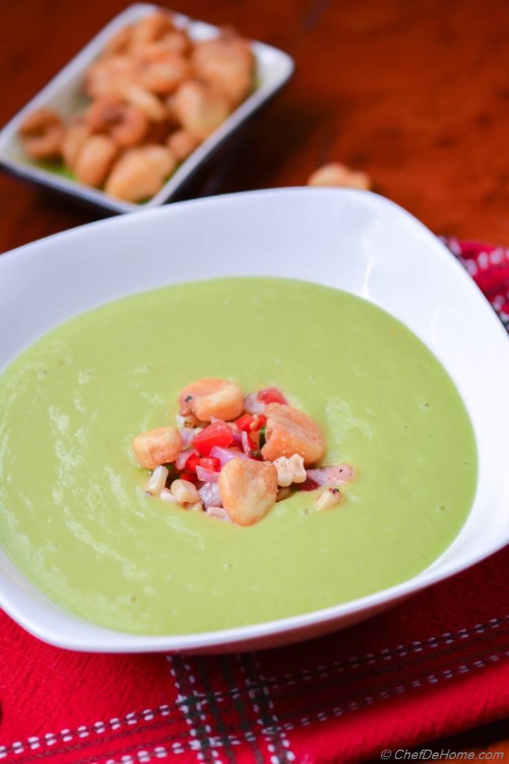 Chilled Avocado and Roasted Corn Soup