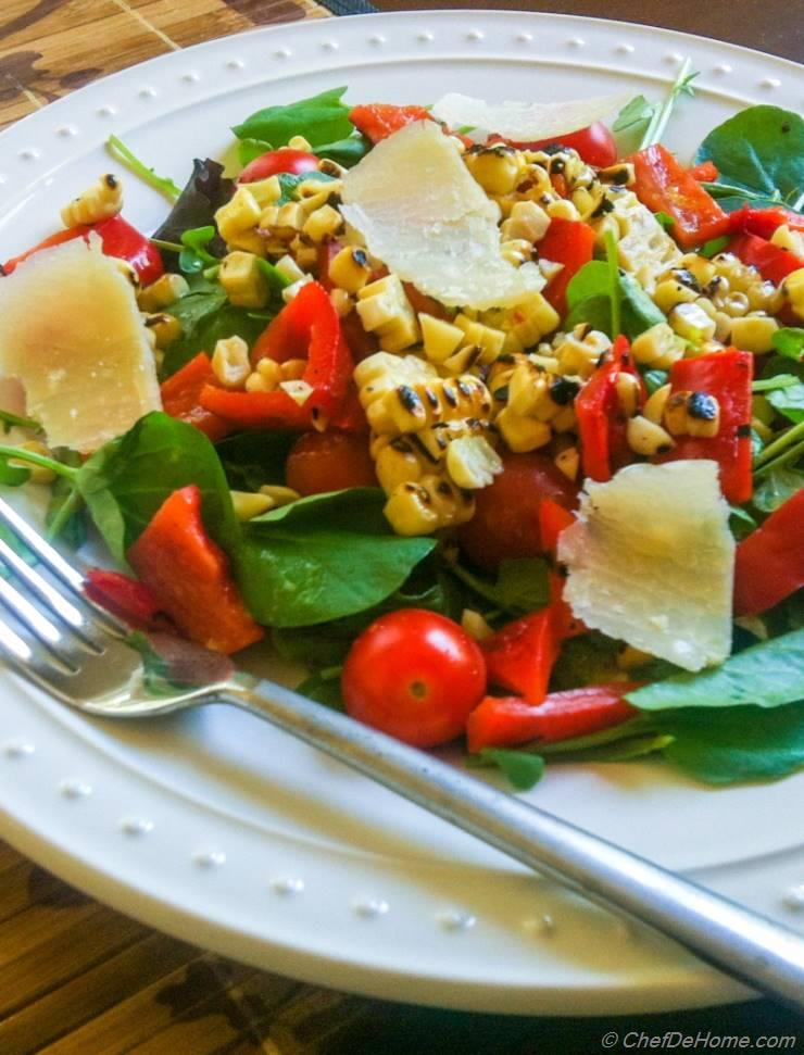 Watercress with Roasted Peppers and Corn Salad