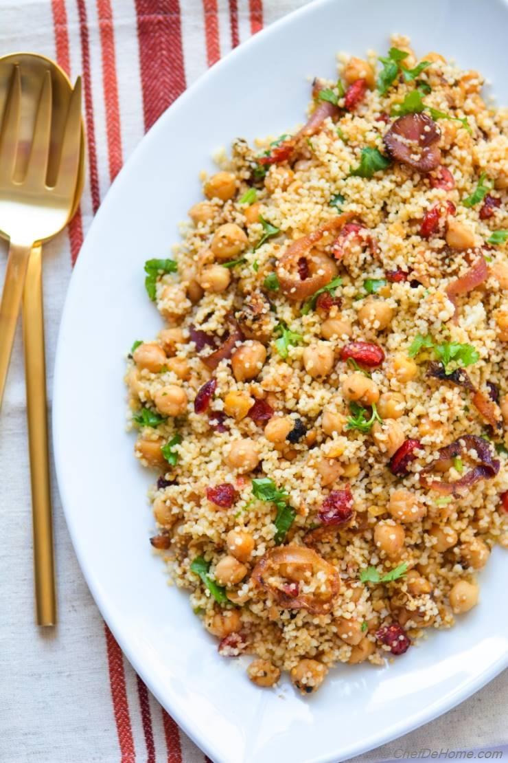 Moroccan Couscous Tfaya with Chickpeas and Cranberries