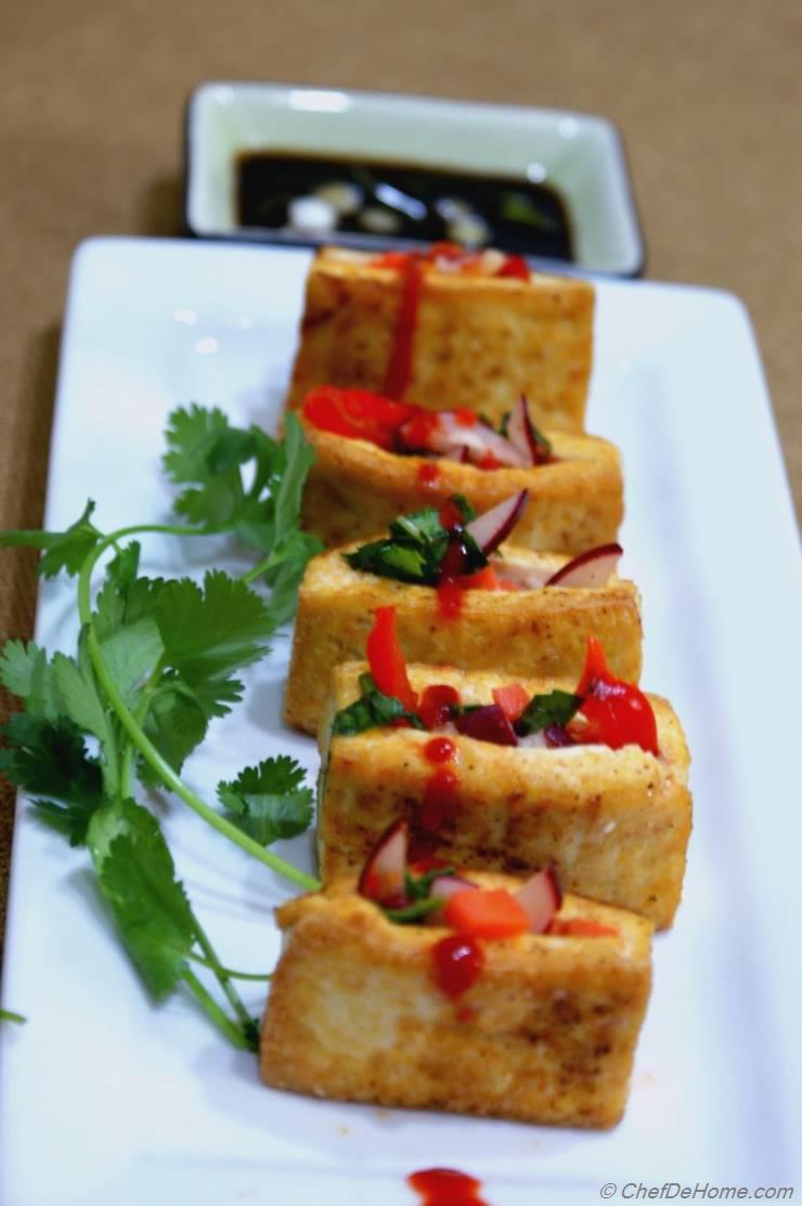 Crispy Tofu Snack Pockets with Crunchy Vegetables Filling