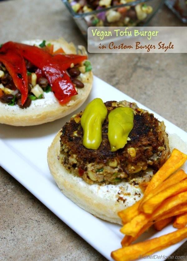 The Counter Style, custom built Tofu, Rice and Beans Burger Recipe