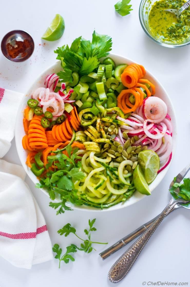 Celery Detox Salad with Cucumber and Zucchini