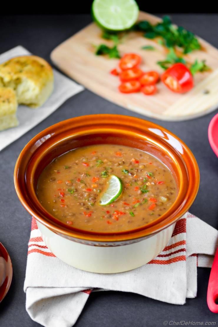 Easy Vegan French Lentils Soup in Pressure Cooker