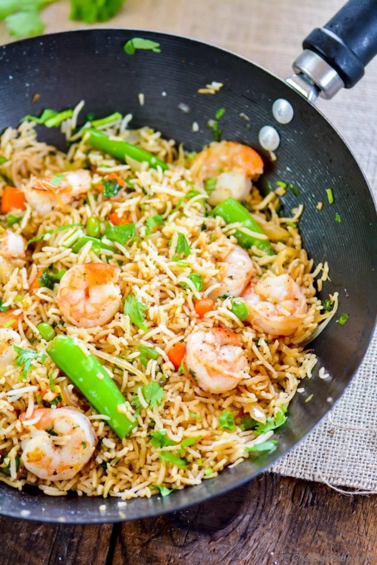 Fried Rice loaded with vegetables and fried with Asian seasonings for the b...