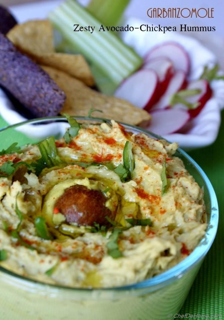 Zesty Avocado and Chickpea Hummus - Garbanzo-mole