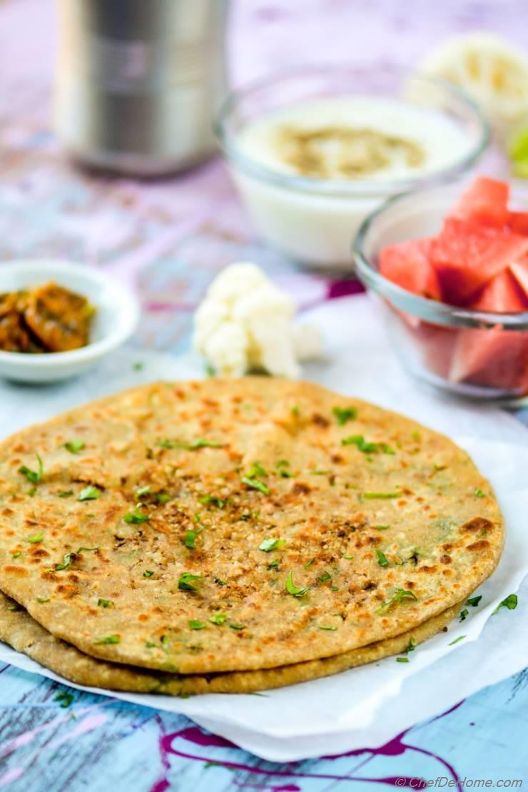 Shredded Cauliflower Stuffed Flat Bread