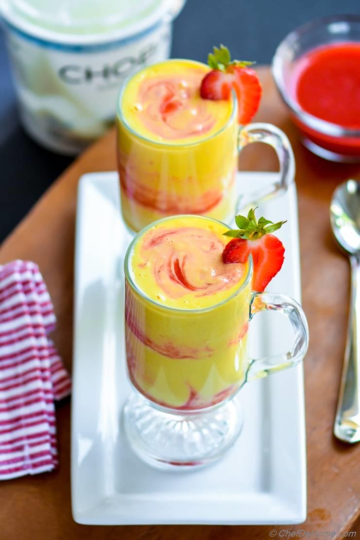 Mango Strawberry Swirl Yogurt Smoothie