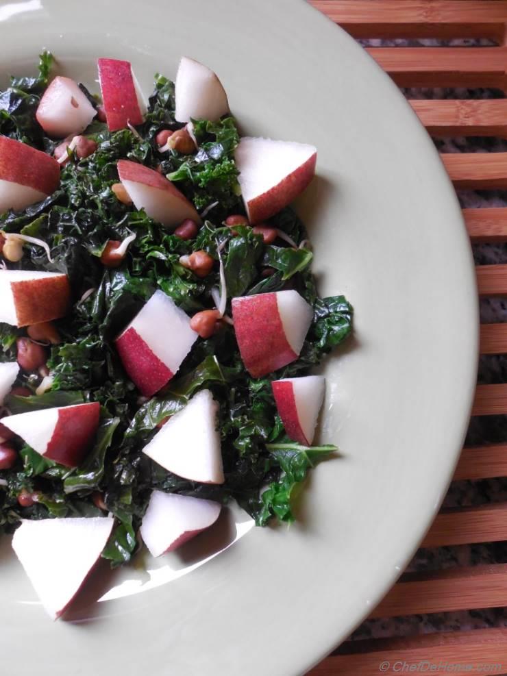 Kale Salad with Sweet Pear and Black Chickpea Sprouts