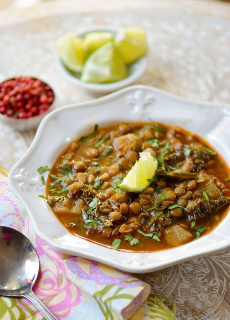 Slow Cooker Turnip, Kale and Lentil Soup