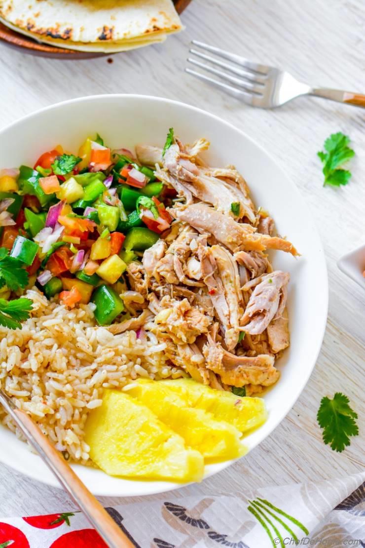 Slow Cooker Mojo Chicken and Rice Bowl