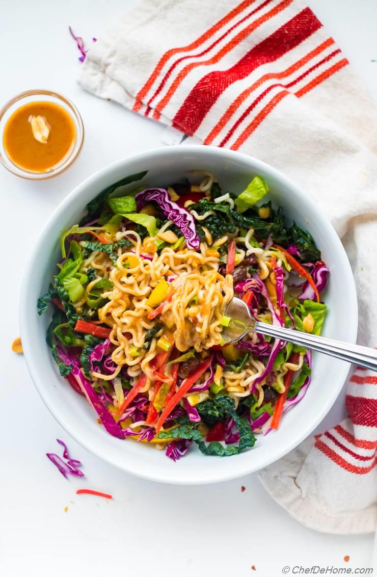 Ramen Noodle Salad with Miso Peanut Dressing