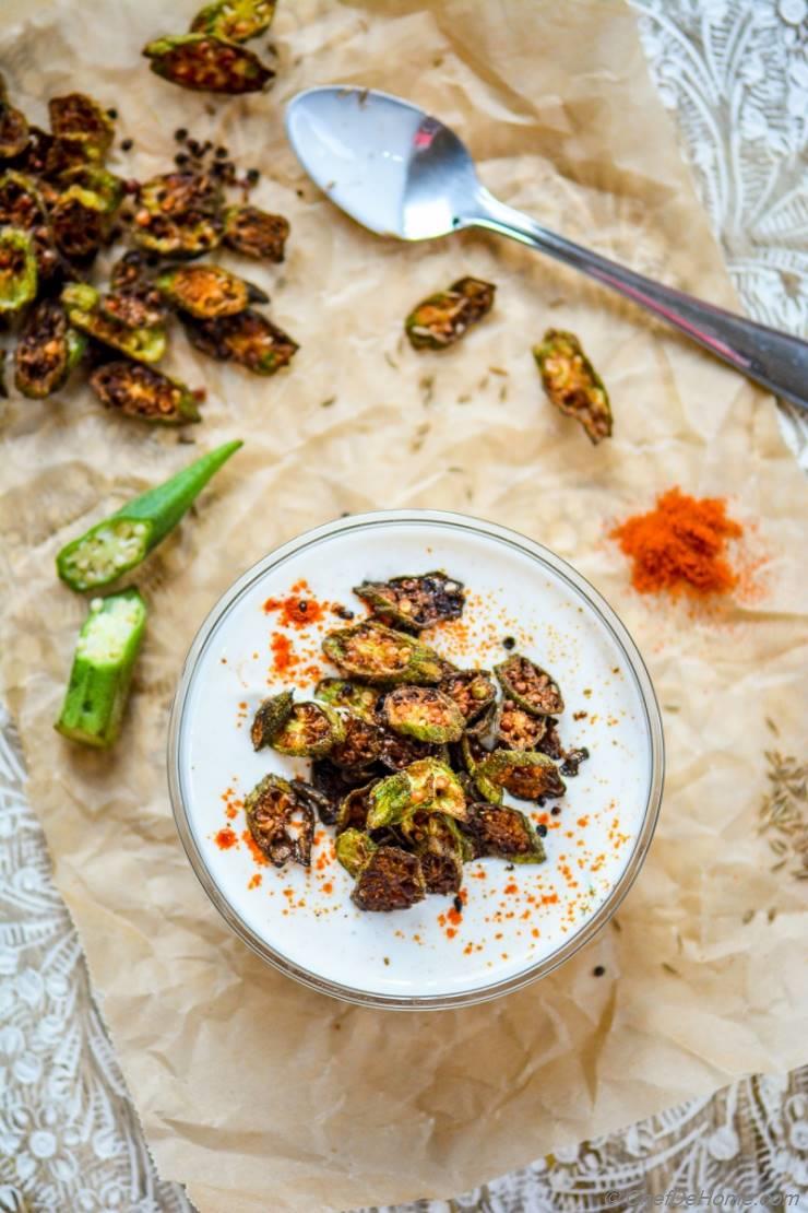 Indian Crispy Bhindi (Okra) Raita