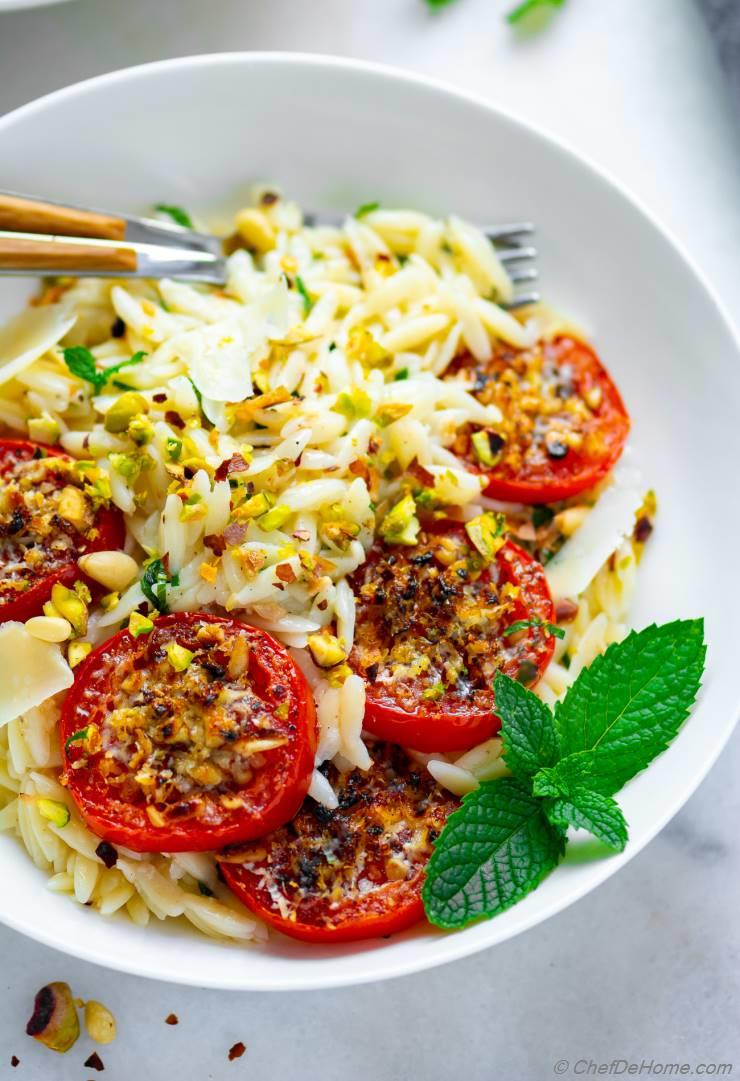 Roasted Tomatoes Orzo Pasta