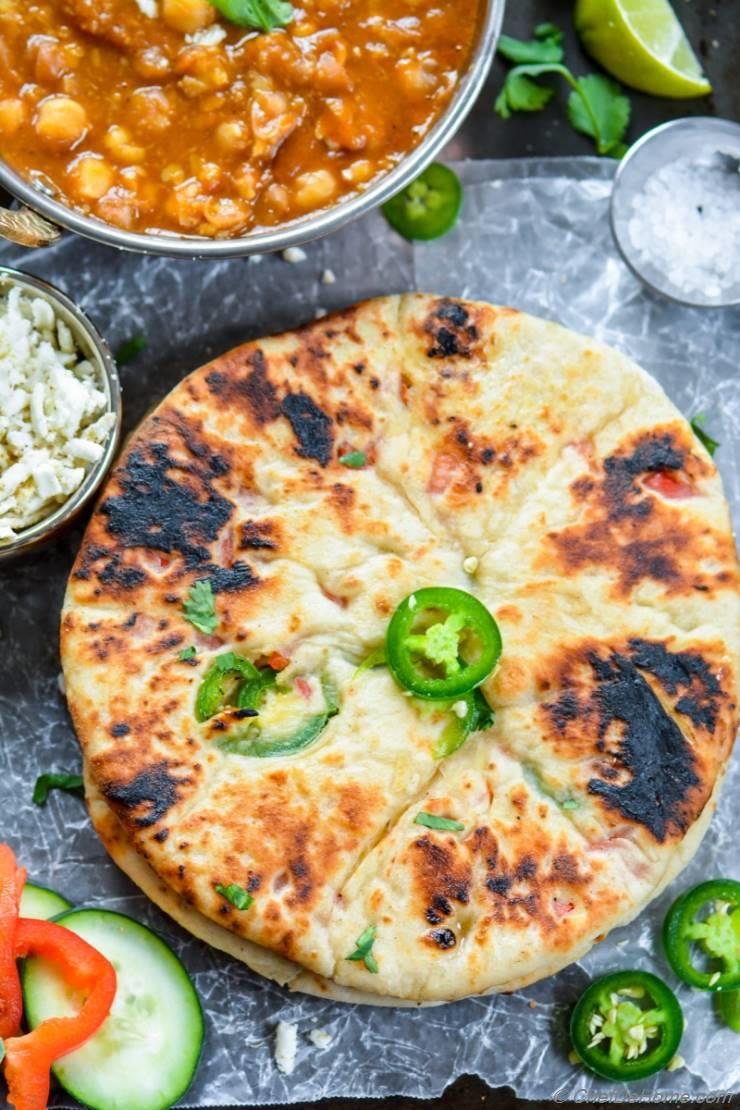 Indian Paneer Stuffed Naan | Chili Paneer Naan