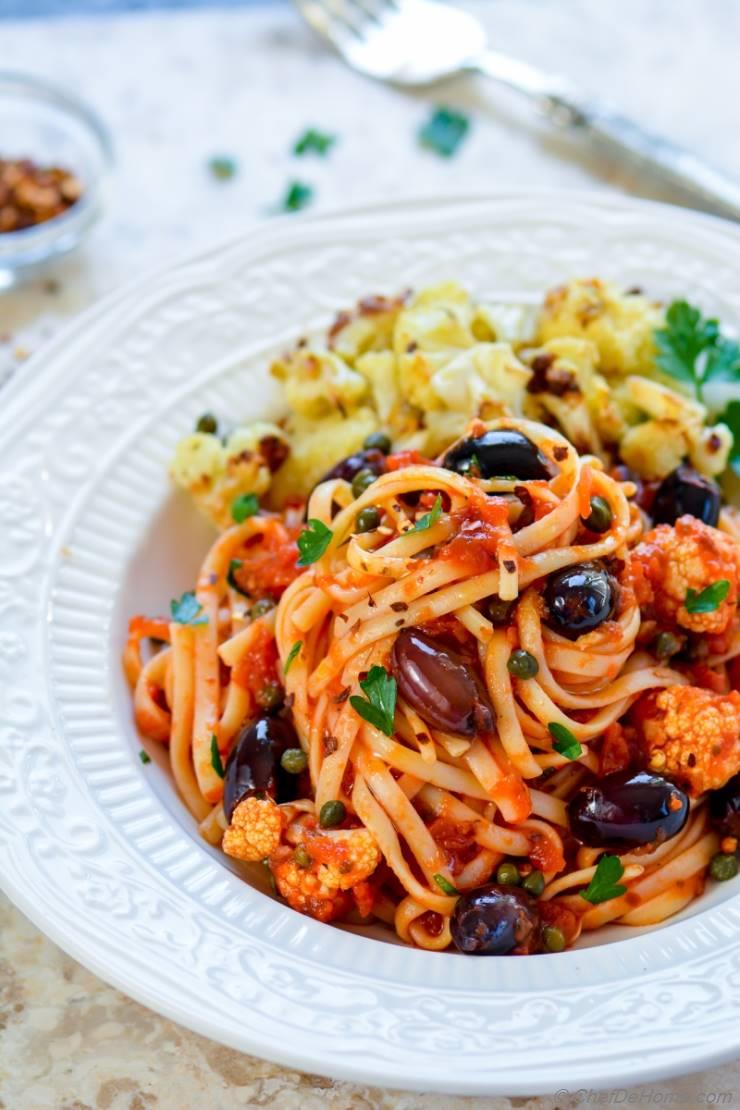 Roasted Cauliflower Pasta Puttanesca