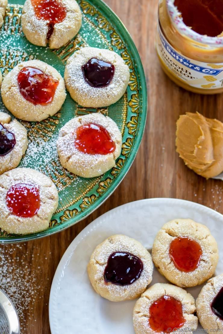 Peanut Butter and Jelly Thumbprint Cookies