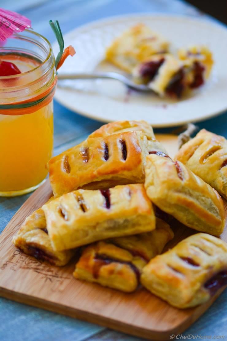 Petite Pastry Bites with Blueberry and Homemade Sour Grapes Preserve