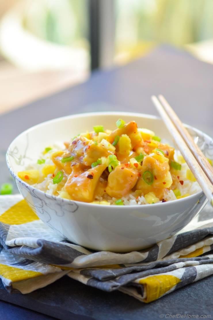 Vegan Chinese Pineapple Tofu Bowl Recipe | ChefDeHome.com