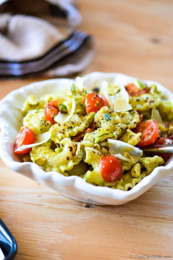 Pasta with Basil and Pistachio Pesto