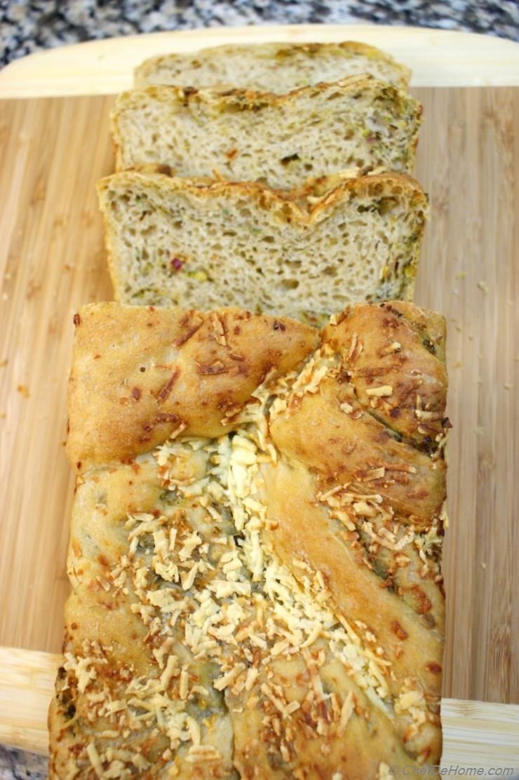 Mixed Wheat Bread Spiced with Pistachios-Olives Pesto