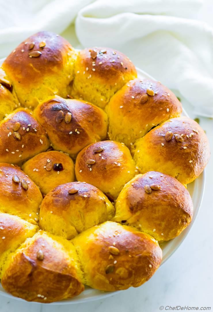 Pumpkin Dinner Rolls with Honey Ginger Butter